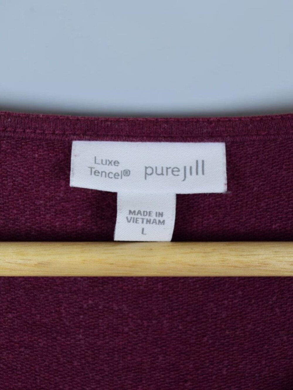 J. JILL LUXE TENCEL PURE JILL MAROON PURPLE V-NECK SWEATSHIRT TUNIC TOP - Picture 7 of 8
